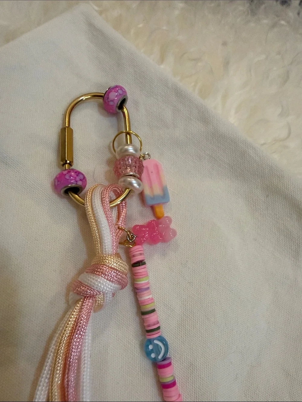 Pink Multicolor Tassel Keychain Charm bag charm handmade
